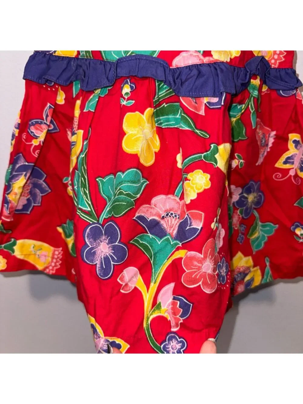 Vintage 90s Gymboree Rainbow Tag Red Floral Butterfly Dress Girls Size XS 9-12